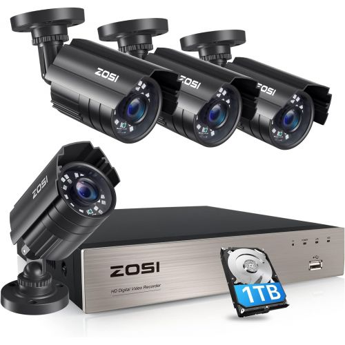  [아마존베스트]ZOSI 1080P Security Camera System with 1TB Hard Drive H.265+ 8CH 5MP Lite HD-TVI Video DVR Recorder with 4X HD 1920TVL 1080P Indoor Outdoor Weatherproof CCTV Cameras ,Motion Alert,
