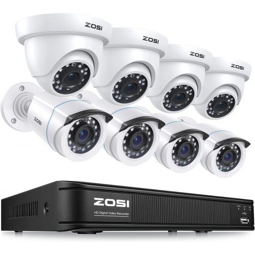  [아마존베스트]ZOSI H.265+ 1080p Home Security Camera System Indoor Outdoor, 5MP Lite CCTV DVR 8 Channel and 8 x 1080p Weatherproof Surveillance Bullet Dome Camera, Remote Access, Motion Detectio