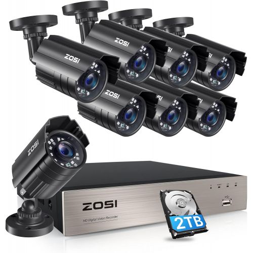  [아마존베스트]ZOSI 8CH 1080P Security Camera System Outdoor with 2TB Hard Drive 8Channel Full 1080P CCTV Recorder with 8pcs HD 1920TVL Outdoor Surveillance Cameras with 120ft Long Night Vision E