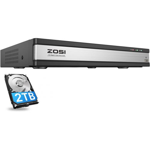  [아마존베스트]ZOSI 1080p Lite 16 Channel Security DVR Recorder, H.265+ Hybrid 4-in-1(Analog/AHD/TVI/CVI) CCTV DVR for Security Camera,Motion Detection,Mobile Remote Control,Email Alarm,2TB Hard