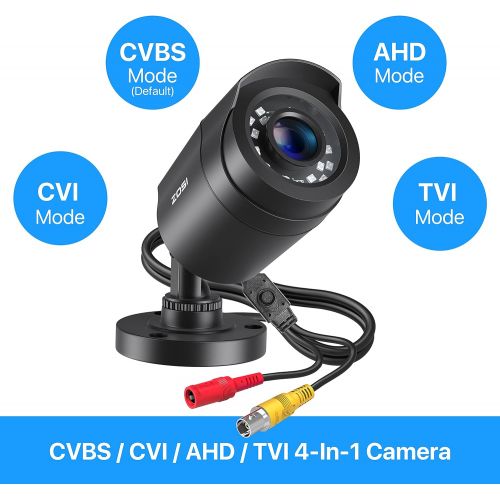  [아마존베스트]ZOSI 2.0MP HD 1080P Hybrid 4-in-1 TVI/CVI/AHD/CVBS Security Bullet CCTV Cameras,Indoor Outdoor,80ft Night Vision,Compatible for HD-TVI, AHD, CVI, and CVBS/960H Analog Surveillance