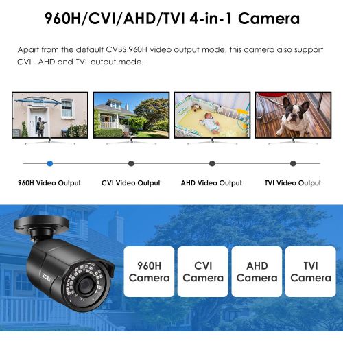 [아마존베스트]ZOSI 2.0MP HD 1080P 1920TVL Hybrid 4-in-1 TVI/CVI/AHD/CVBS Indoor Outdoor Home Security Cameras Weatherproof,120ft Night Vision,Aluminum Metal Housing,For 960H,720P,1080P,5MP,4K an