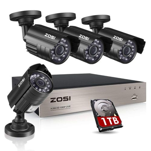  ZOSI Full HD 1080P PoE Video Security Cameras System,8CH 1080P Surveillance NVR, 8x2.0 Megapixel Outdoor Indoor Weatherproof IP Cameras, 120ft Night Vision with 2TB Hard Drive, Pow