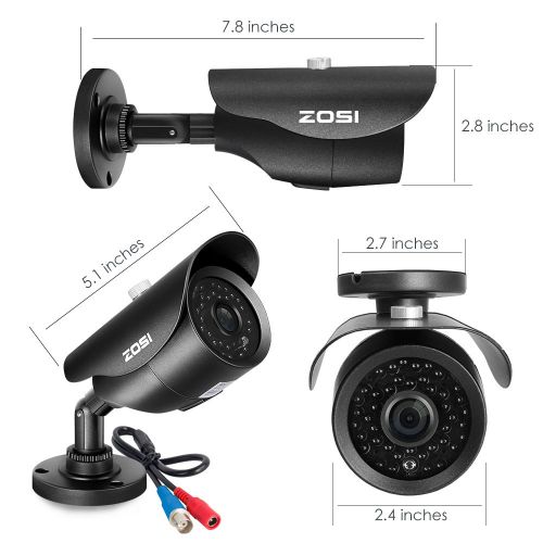  ZOSI FULL 1080P HD-TVI 8CH Security Camera System, ,8 Channel 4-in-1 Home Surveillance DVR and (8) HD 2.0MP 1920TVL OutdoorIndoor CCTV Cameras, ,42pcs IR Leds 120ft night vision,