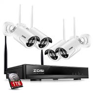 ZOSI Wireless Security Cameras System, 4CH 1080P HD Network IP NVR with 1TB Hard Drive and (4) HD 1.0MP 720P Wireless Weatherproof Indoor Outdoor Surveillance Cameras with 100ft Ni