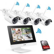 ZOSI 4CH All-in-One 960P WiFi NVR with 10” LCD Monitor Wireless Security Camera System with 4 Waterproof Indoor Outdoor 100ft Night Vision Video Surveillance Camera Plug and Play 5