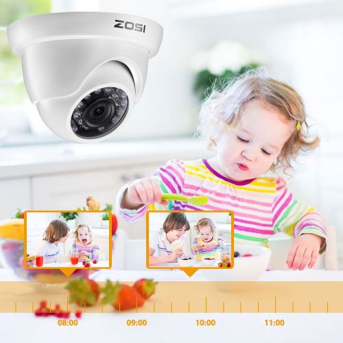  ZOSI Security Cameras System 8CH 1080P DVR Recorder and (4) HD 2.0MP 1920TVL Surveillance Weatherproof Outdoor Indoor CCTV Cameras with 65ft Night Vision, NO Hard Drive, Motion Ale