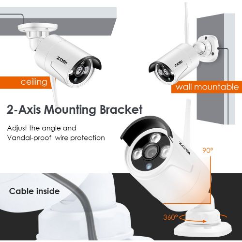  ZOSI 720p HD 1.0 Megapixel Wireless Outdoor Indoor Video Surveillance IP Network Security Camera System 8CH NVR NO Hard Drive ,IR Night Vision, Motion Detection, Remote Access
