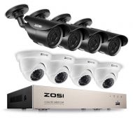 ZOSI Full HD 1080P Security Camera System 8CH Surveillance Recorder DVR (8) 2.0MP Bullet & Dome Surveillance Cameras, Outdoor Indoor Using, Quality Night Vision, Smartphone & PC Re