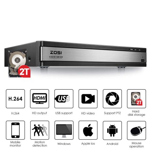  ZOSI 1080p PoE Home Security Camera System, 8 Channel NVR Recorder (1TB Hard Drive Built-in) and (4) 2MP 1920x1080p Surveillance CCTV Bullet IP Camera Outdoor/Indoor with 100ft Lon