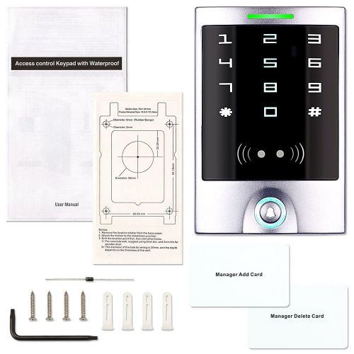  Access Control Keypad, ZOTER Waterproof IP65 RFID Card Reader 125Khz Metal Alloy Touch Panel Square