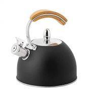 ZOUHANGDIAN Anti Hot Handle Black Wood ColorStainless Steel Tea Kettle for Stove Top Whistling Teapot with Wooden Cool,