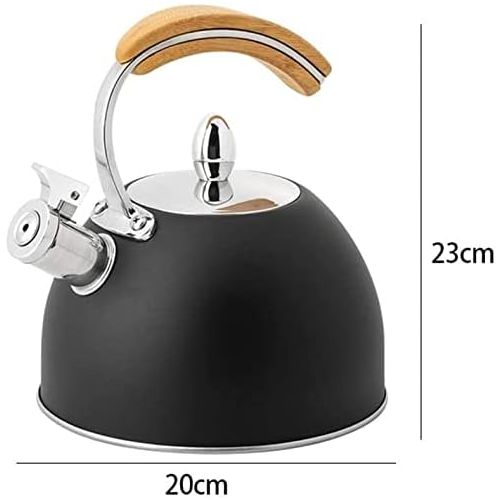  ZOUHANGDIAN Anti Hot Handle Black Wood ColorStainless Steel Tea Kettle for Stove Top Whistling Teapot with Wooden Cool,