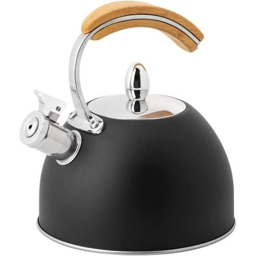  ZOUHANGDIAN Anti Hot Handle Black Wood ColorStainless Steel Tea Kettle for Stove Top Whistling Teapot with Wooden Cool,