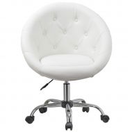 ZOUQILAI Round Chair Furniture Contemporary Tufted Back Tilt Swivel Accent Chair Adjustable Height Office Chair Computer Chair White