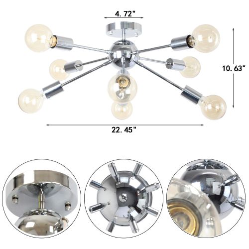  ZPKelin 8-Light Sputnik Light Chrome Pendant Lights Modern Chandelier Lighting Kitchen Bathroom Dining Room Bed Room Hallway