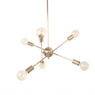 ZPKelin Modern Sputnik Chandelier Lighting 6 Lights Brushed Brass Chandelier Mid Century Pendant Lighting Gold Ceiling Light Fixture for Hallway Bar Kitchen Dining Room