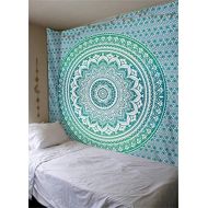 Marke: ZQ ZQ Tapestry Multicolored Mandala Indien Hippie Wall Hanging Strandtuch Hippie Tapestries Bohemian Psychedelic Yogamatte Schal Picnic Beach Sheet (Gruen,230x180cm)