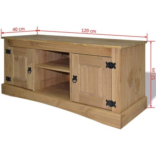  ZQQLVOO Vintage Antique Style TV Cabinet Mexican Pine Corona Range, TV Wood Stand with 2 Doors and Open Compartment, 47.2x15.7x20.5,Large Entertainment Stand for TV Up to 50 Inch