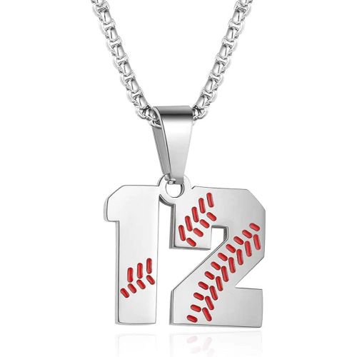  ZRAY TLIWWF Inspiration Baseball Jersey Number Necklace Stainless Steel Charms Number Pendant for Boys Men