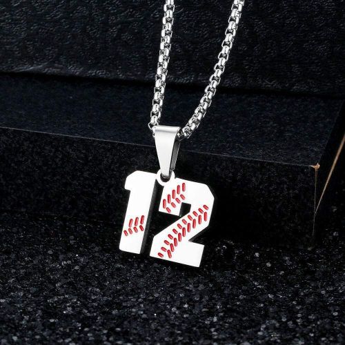  ZRAY TLIWWF Inspiration Baseball Jersey Number Necklace Stainless Steel Charms Number Pendant for Boys Men