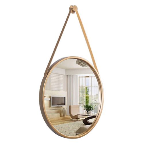  ZRN-Mirror Decorative Mirror Gold Metal Wall Hanging Mirror with Sling Round Bathroom Vanity Mirrors Creative Makeup Shaving Large Iron Mirrors(Size : 16-32Inch)
