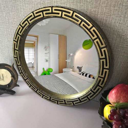  ZRN-Mirror Decorative Mirror Bathroom Round Vintage Frame Wall Mirror 45CM(18Inch) Vanity/Makeup/Art Mirror Entry Dining Room Bedroom