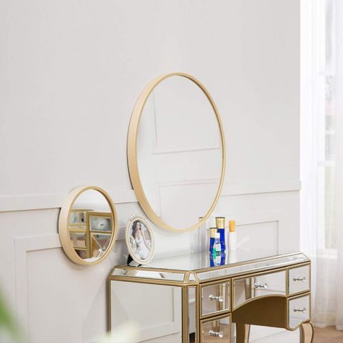  ZRN-Mirror Vanity Mirror Bathroom Wooden Frame Round Wall Mirror 30CM(12 Inch) Decorative/Makeup/Shower/Shave Simple Mirror for Entry Living Room Bedroom