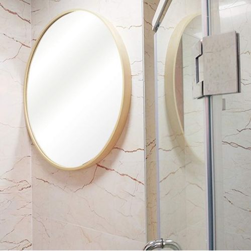  ZRN-Mirror Vanity Mirror Bathroom Wooden Frame Round Wall Mirror 30CM(12 Inch) Decorative/Makeup/Shower/Shave Simple Mirror for Entry Living Room Bedroom