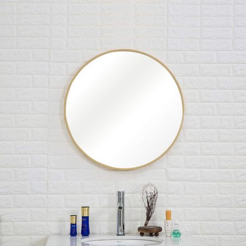  ZRN-Mirror Vanity Mirror Bathroom Wooden Frame Round Wall Mirror 30CM(12 Inch) Decorative/Makeup/Shower/Shave Simple Mirror for Entry Living Room Bedroom