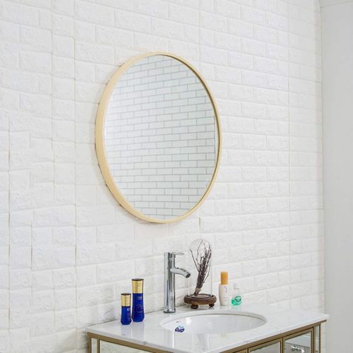  ZRN-Mirror Vanity Mirror Bathroom Wooden Frame Round Wall Mirror 30CM(12 Inch) Decorative/Makeup/Shower/Shave Simple Mirror for Entry Living Room Bedroom