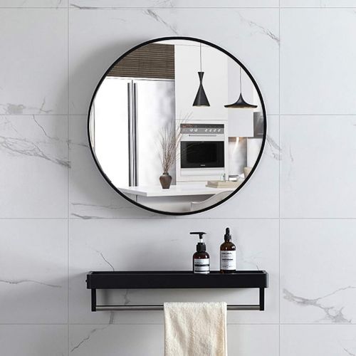  ZRN-Mirror European Style Circular Wall Mirror with Metal Frame 40CM(16Inch) Diameter Wall-Mounted Vanity Mirrors for Toilet/Hall/Bedroom/Bathroom Shower Mirror