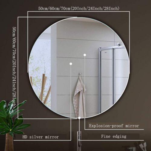  ZRN-Mirror Makeup Mirror European Modern Circular Frameless Wall Mirror 50CM(20Inch) Diameter Decorative Mirror for Hall/Bedroom/Bathroom