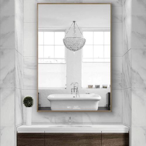  ZRN-Mirror Large Makeup Wall Mirror | Bedroom/Bathroom Decorative/Shower/Vanity Mirrors | Rectangle Wooden Frame Horizontal or Vertical Hangs(20 Inch x 28 Inch)