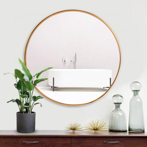  ZRN-Mirror Makeup Mirror-Round Vanity Wall Mirrors(Size 16-32Inch) Bathroom Metal Frame Mirror for Bedroom and Living Room Decoration Mirror