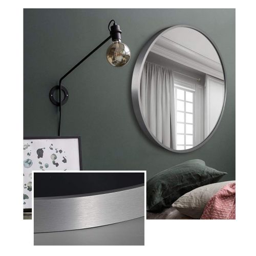  ZRN-Mirror Decorative Mirror Bathroom Round Silver Metal Frame Wall Mirrors Vanity Shave/Shower/Makeup Mirror for Entry Dining Room Living Room (12Inch-32Inch)