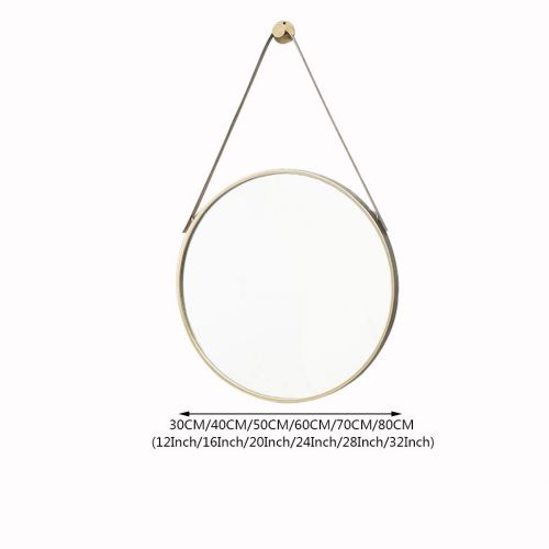  ZRN-Mirror Bathroom Wall Mirror - Metal Frame Hanging Strap Round Bedroom Dressing Mirror Offered Hook Urban Modern Style(12-32 Inch)