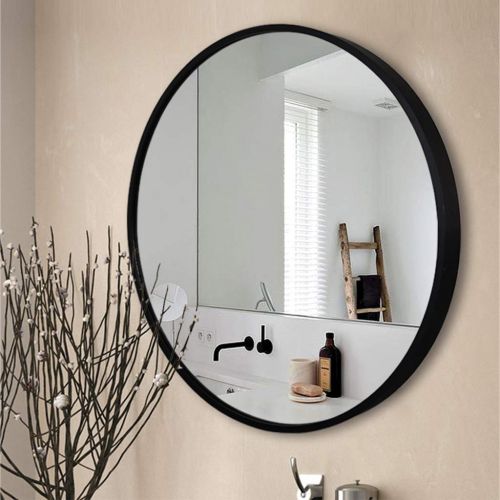  ZRN-Mirror Vanity Mirror Bathroom Round Metal Frame Wall Mirrors 30CM-80CM(12 Inch-32 Inch) Decorative/Shave/Shower/Makeup Mirror for Entry Dining Room Living Room