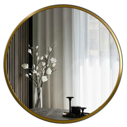  ZRN-Mirror Decorative Mirror Round Gold Metal Frame Wall Mirror 30CM-80CM(12 Inch-32 Inch) Vanity Shave/Shower/Makeup Mirror for Bathroom Entry Dining Room Living Room