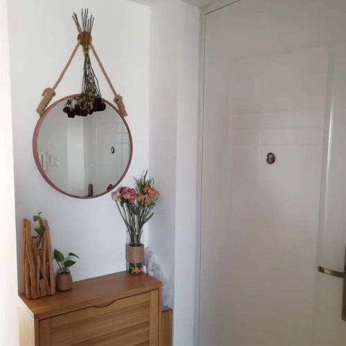  ZRN-Mirror Decorative Mirror Bronze Metal Wall Hanging Mirror with Hemp Rope Round Makeup Bathroom Mirrors Creative Makeup Shaving Iron Mirrors Large (Size : 12-32Inch)