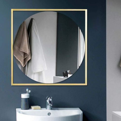  ZRN-Mirror Makeup Mirror Bathroom Square Metal Frame Wall-Mounted Round Vanity Mirrors Decorative/Shower/Shave Mirror for Entrance/Hall 70-80CM(28Inch-32Inch)