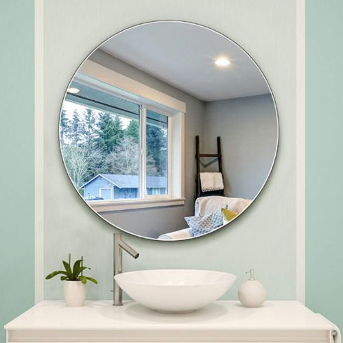  ZRN-Mirror Circular Frameless Wall-Mounted Vanity Mirrors 50CM(20Inch) Bathroom Mirror and Hall Wall Decor for Shower/Makeup/Shave