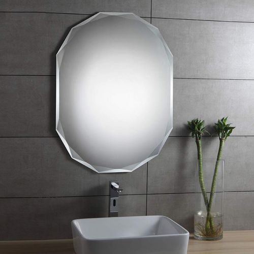  ZRN-Mirror Bathroom Mirrors Makeup Frameless Oval Wall Mirrors Shave/Shower/Decorative/Vanity European Simple Mirror for Bedroom/Living Room(20Inch x 28Inch)