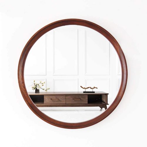  ZRN-Mirror Decorative Mirror Bathroom Round Wall Wood Frame Hang Mirror 61CM(24Inch) Vanity/Makeup/Art Mirror for Entry Livingroom Bedroom