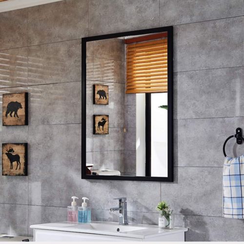  ZRN-Mirror Vanity Mirror Bathroom Rectangle Metal Framed Wall Mounted Mirror Decorative/Shower/Makeup/Shave Mirror for Home/Bedroom/Living Room 50CM x 70CM(20Inch x 28Inch)