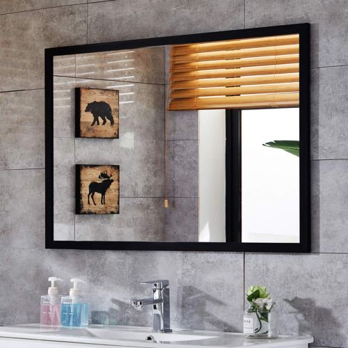  ZRN-Mirror Vanity Mirror Bathroom Rectangle Metal Framed Wall Mounted Mirror Decorative/Shower/Makeup/Shave Mirror for Home/Bedroom/Living Room 50CM x 70CM(20Inch x 28Inch)