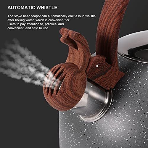  ZRSLGS Tea Kettle for Stove Top, Whistling Tea Pot Stovetop,Stainless Steel Teapot with Whistle and Heat Resistant Wood Pattern Handle,Large Stove Water Kettle Teakettle