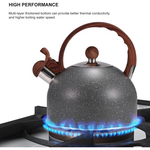  ZRSLGS Tea Kettle for Stove Top, Whistling Tea Pot Stovetop,Stainless Steel Teapot with Whistle and Heat Resistant Wood Pattern Handle,Large Stove Water Kettle Teakettle
