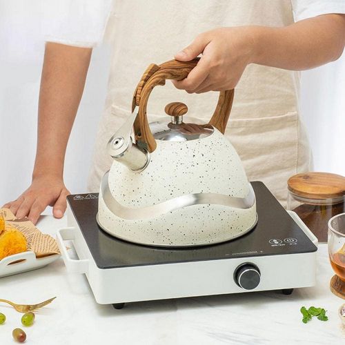  ZRSLGS Tea Kettle 3.5 Liters Stainless Steel Whistling Teapot for Stove Top with Anti heat Wood Pattern Handle