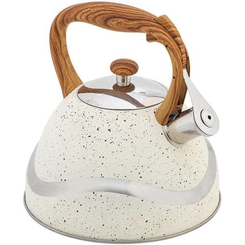  ZRSLGS Tea Kettle 3.5 Liters Stainless Steel Whistling Teapot for Stove Top with Anti heat Wood Pattern Handle